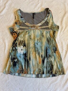 Dolce Vita Boho Sheer Tank Top Size 10 Abstract Print Flowy Y2K